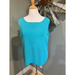 Worthington Bright Teal Knit Sleeveless Blouse